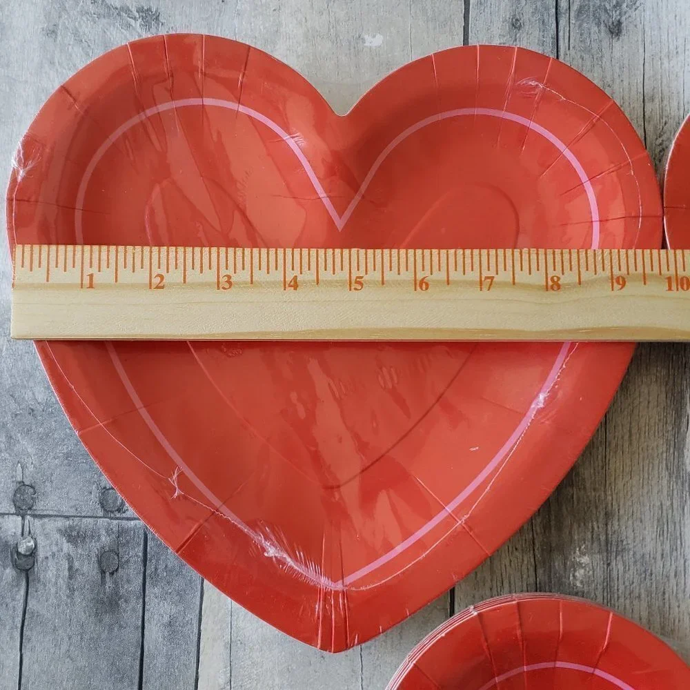 NWT - (Set of 30) Red with a Pink Accent Heart Paper Plates